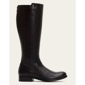 FRYE Women's Melissa Stud Back Zip Boots Black Leather Size 6 NIB Extended Calf
